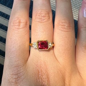 Pink Sapphire 18k Gold Plated Ring